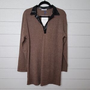 ZARA | FAUX LEATHER SWEATER
